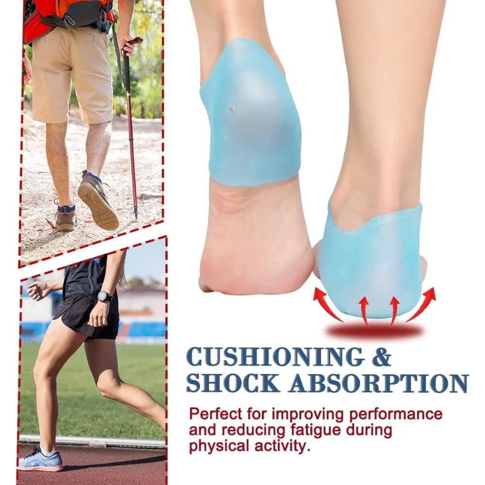 RHBJ Heel Cups for Heel Pain Relief 2pcs=1 Pairs Blue Soft Gel Plantar Fasciitis Support Reduces Friction and Shock Foot Care 250408