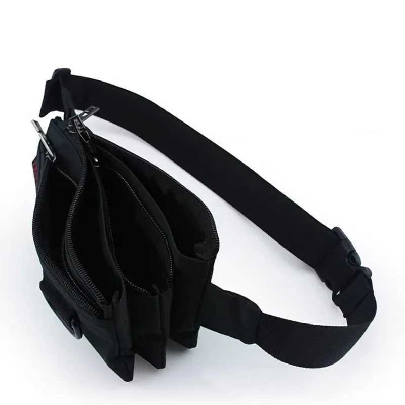 Womens nylon 4-pocket waterproof waist bag fashionable mens wear-resistant black fan bag messenger shoulder bag Z250407