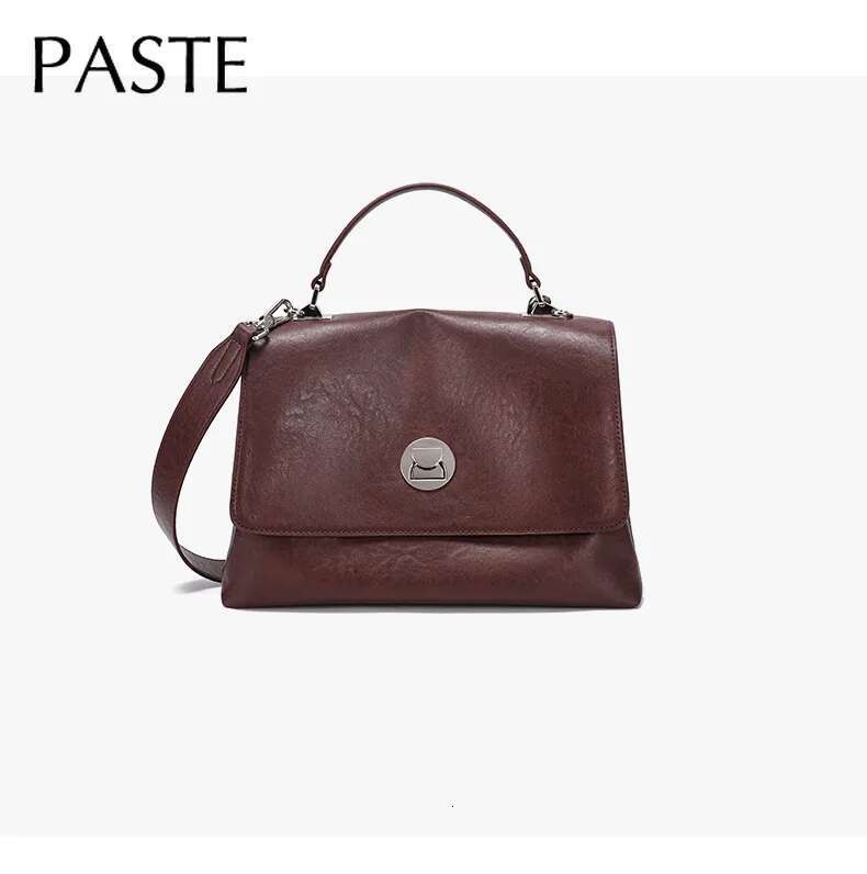 Retro Style Aesthetic Appearance Women Messenger Vegetable Tanned Cowhide Leather Female Shoulder Bag Lock Handbag
