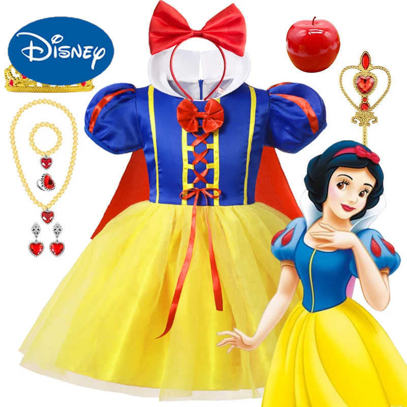 Disney Girls Halloween Princess Dress and Headband Childrens Role Playing Dress Up Childrens Costume Birthday Party Costume Vestitos 2-12Y X250408