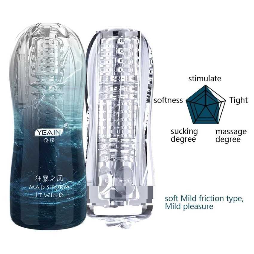 Mens Masturbation Cup Soft Transparent Silicone Sex Toy Mens Massager Vagina Real Cat Masturbation Adult Product 18W250408