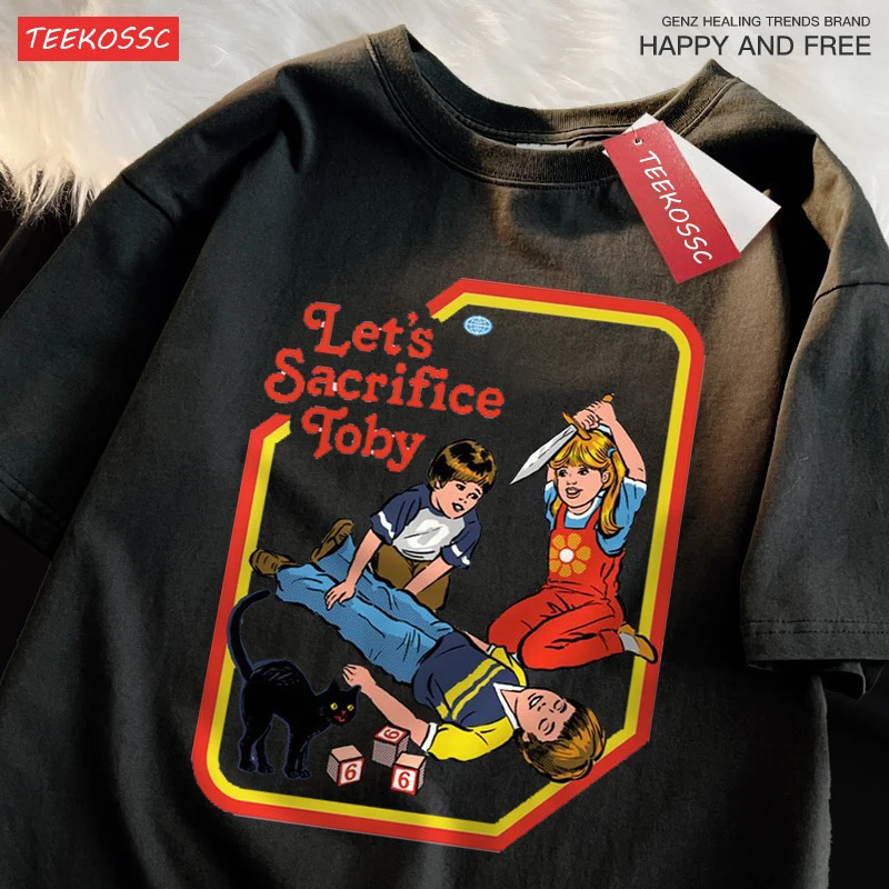 Lets sacrifice Tobys fun T-shirt mens cotton short sleeved T-shirt casual breathable top oversized loose T-shirt 250402