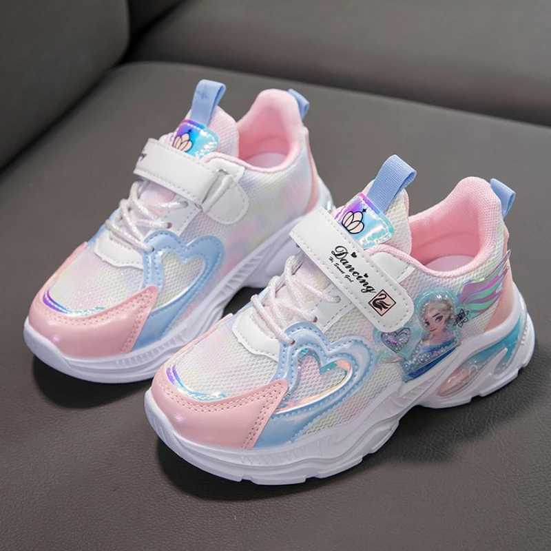 Girls casual shoes mesh breathable shoes Priness Elsa childrens casual white shoes sports shoes size 26-37 W250407