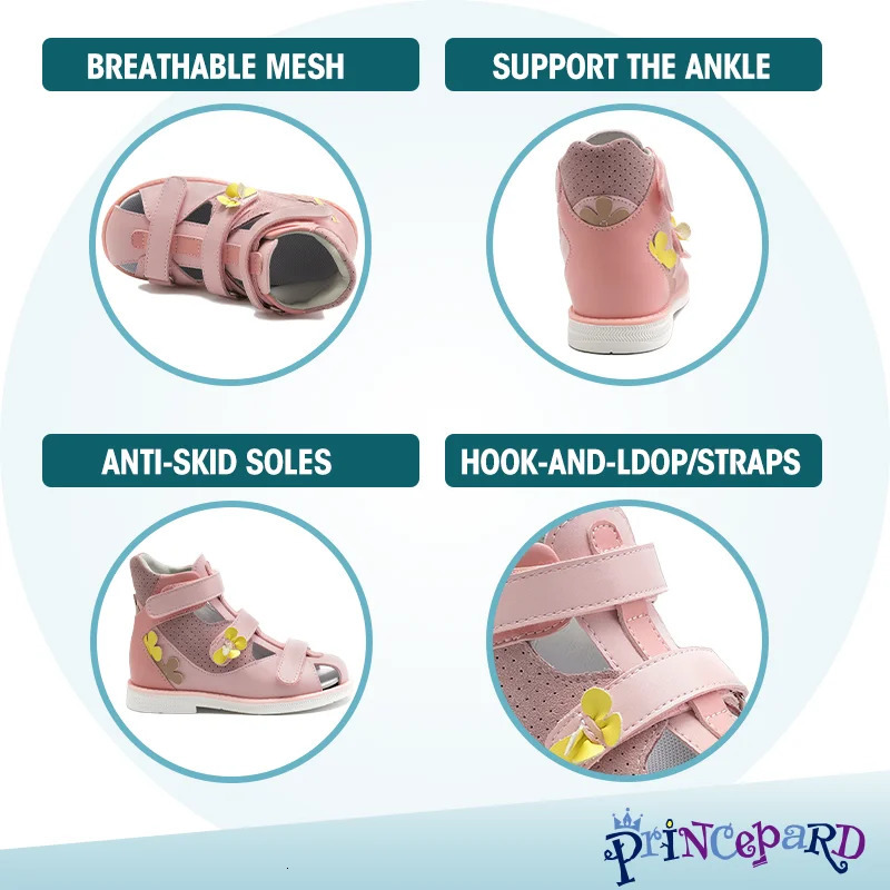 Kids Orthopedic Corrective Sandals Princepard Girls Children Summer Flower Ortics Shoes for Flat Feet with Arch Support 250408