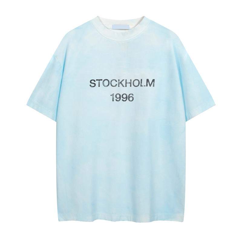 25ss Europe Style Spring Summer Wear Out Letter Print Short Sleeved Washed Vintage T shirt Casual Fashion Tee Skateboard Men Women Graphic T-shirt 0111
