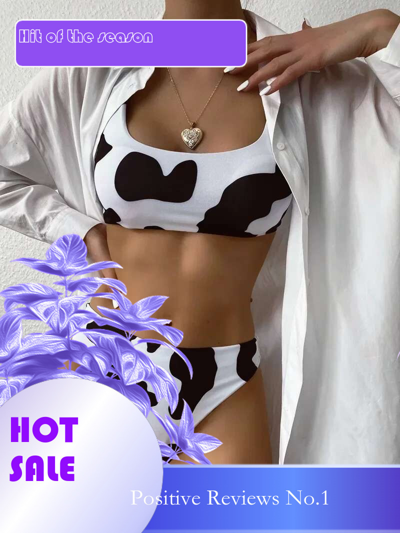 Dongdumaoyi Sexy Cow Print Bikini Set Women Cut Out Push Up High Waist Swimsuit Brazilian Beach Bathing Suit Designer Piece Swimwear
