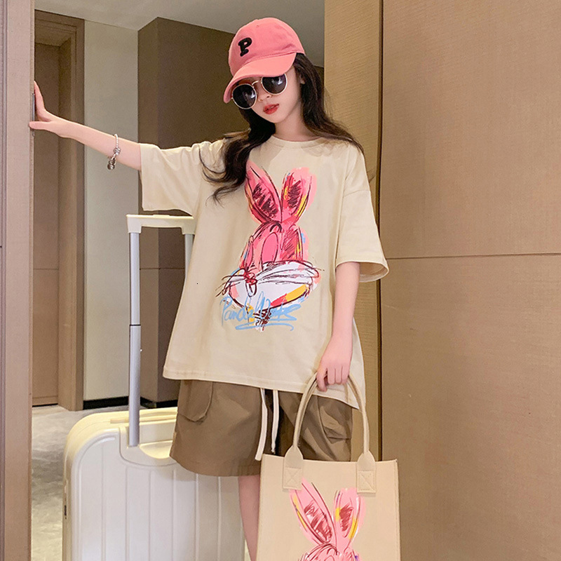 Ddmyshoesvip Girls Short Sleeved Pure Cotton Printed Round Neck Summer Loose New Style Western Style Children S T Shirt Women S Top
