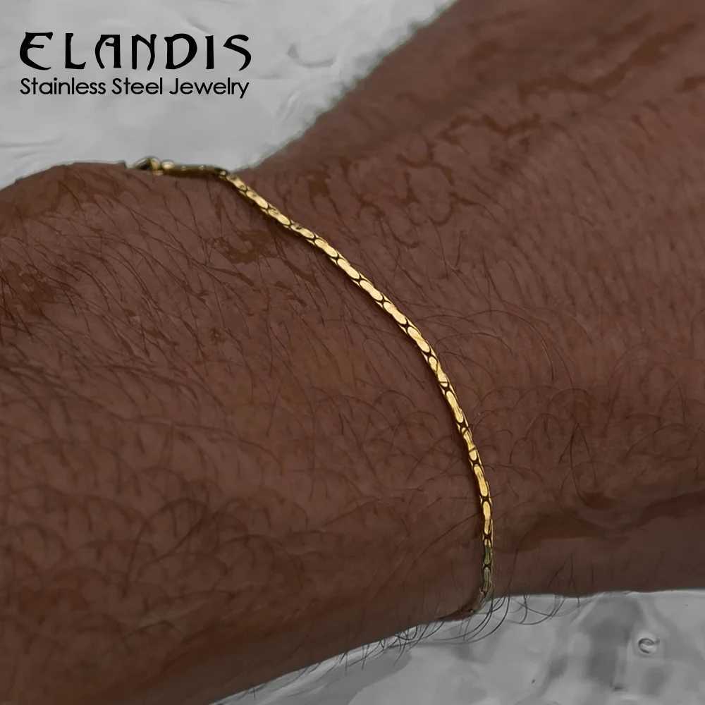 ELANDIS No Color Loss Jewelry Bracelet Minimst Mens Stainl steel Waterproof White gold Bracelet Wholes Direct SC250408