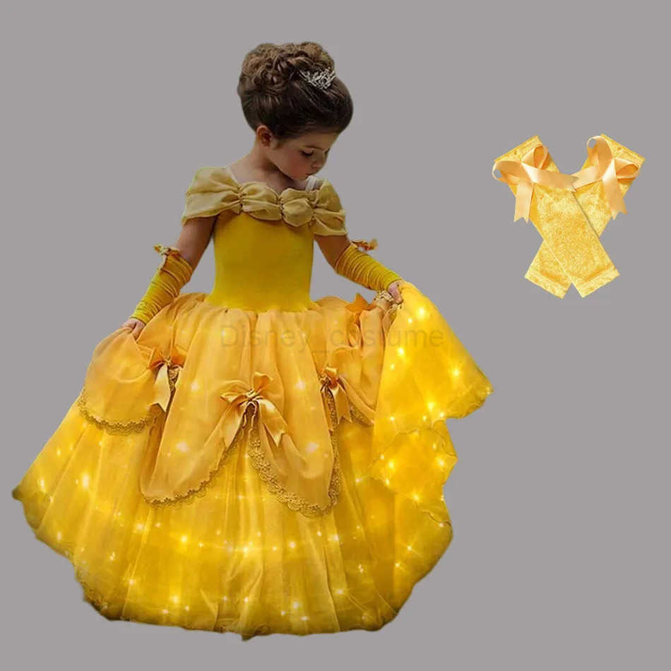 Disney Girls fancy costumes princesses childrens Elsa dresses illuminated beautiful ball dresses childrens lighting Halloween and Christmas costumes X