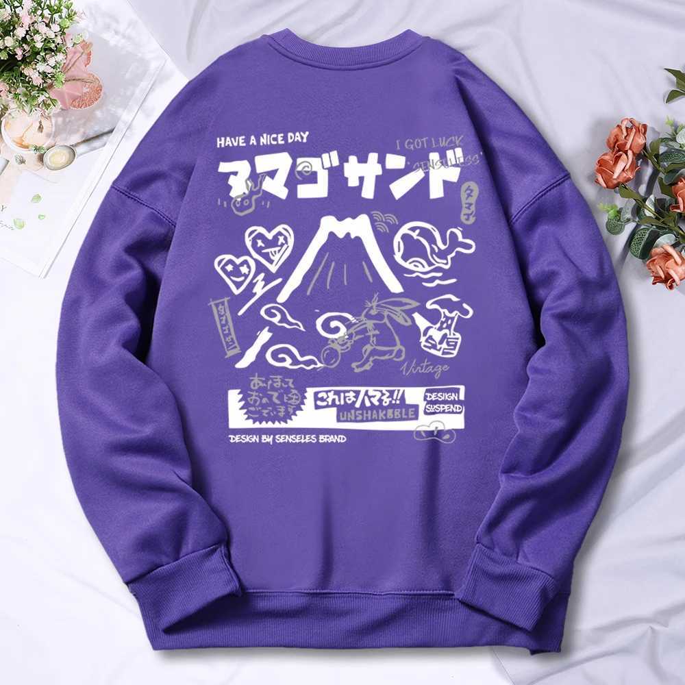Volcano Rabbit American Harajuku Cartoon Mens Womens Wool Loose Hoodie Hip Hop Pulling Over Loose Harajuku Hoodie W250408