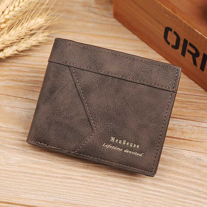 New Mens PU Leather Wallet Short Mens Wallet Card 2024 Top Vintage Male Small Wallet Coin Purse H2511071