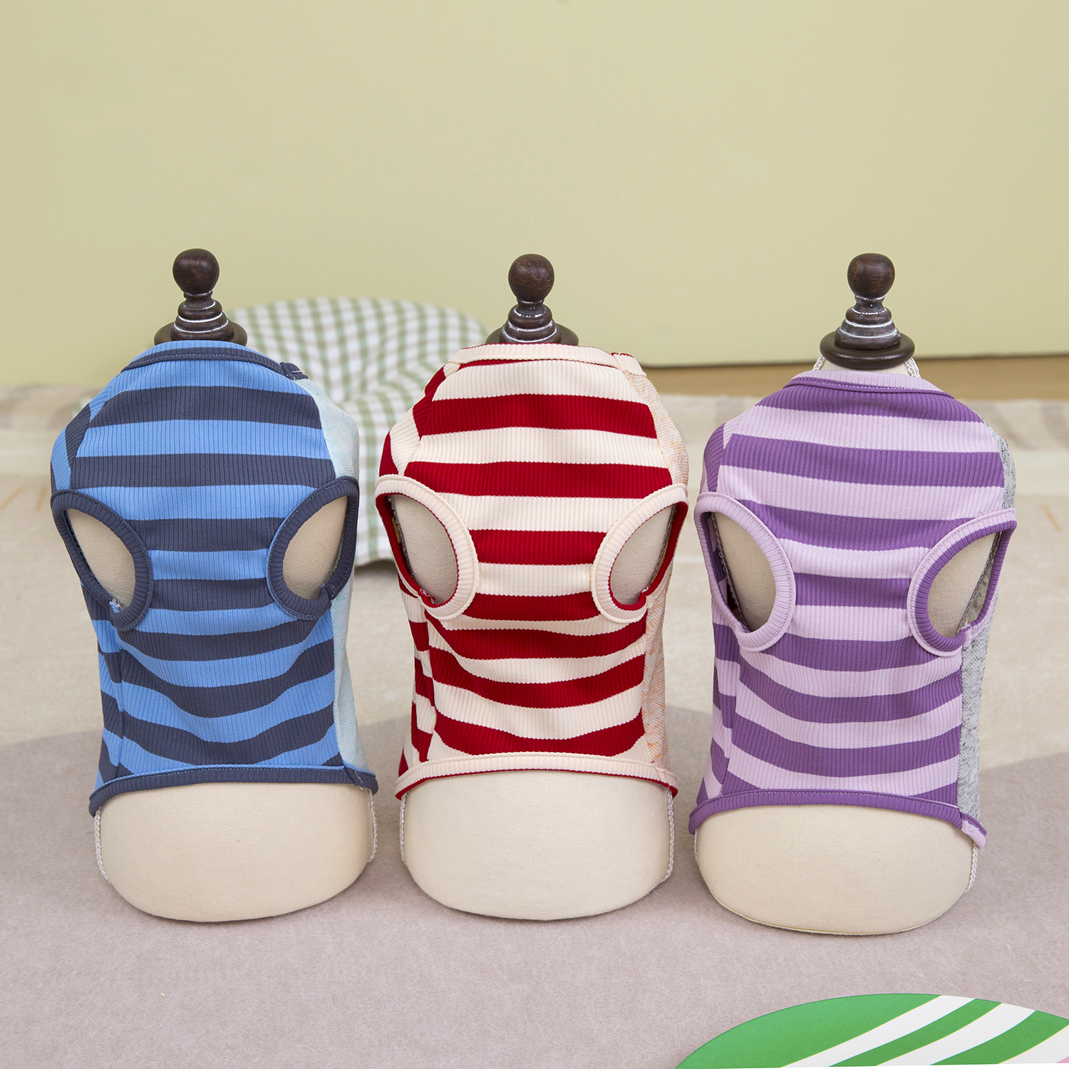 Leisure 3Pack Dog Shirt Vest Double Tone Stripes Dog Clothes for Small Dogs Boy Girl Stretchy Summer Puppy T-Shirts Soft Breathable Sleeveless Tank To