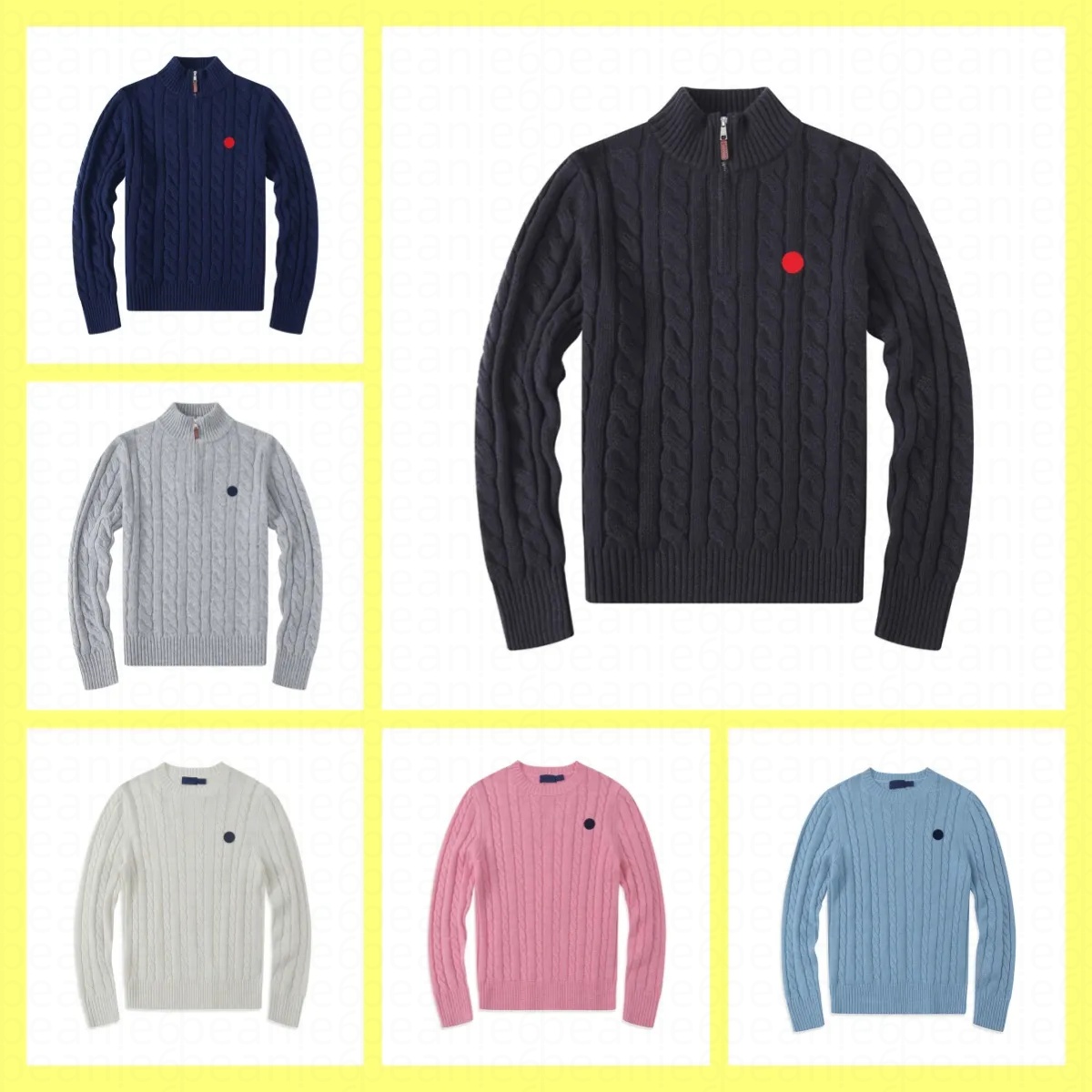 Cardigan Designer Mens Sweaters Wool Casual High Quality Pull Half Zip Women Hoodie Polo Jacket Winter Long Sleeve Sweater Pullover Size S-2Xl AA