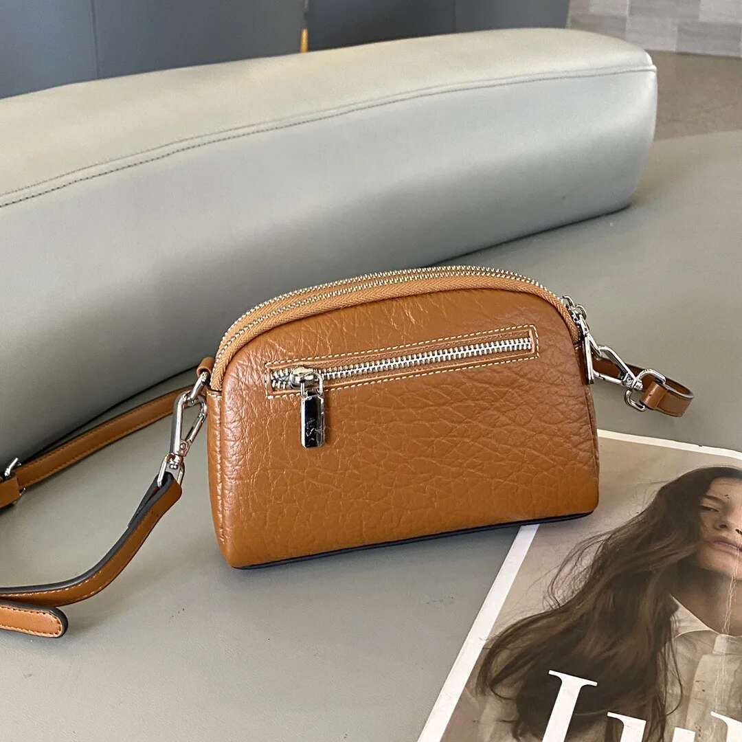 High Quality Genuine Leather Stone Pattern Versatile Women's Phone Bag Small Shoulder Handbag Ladies Minimalist Messenger Purse
