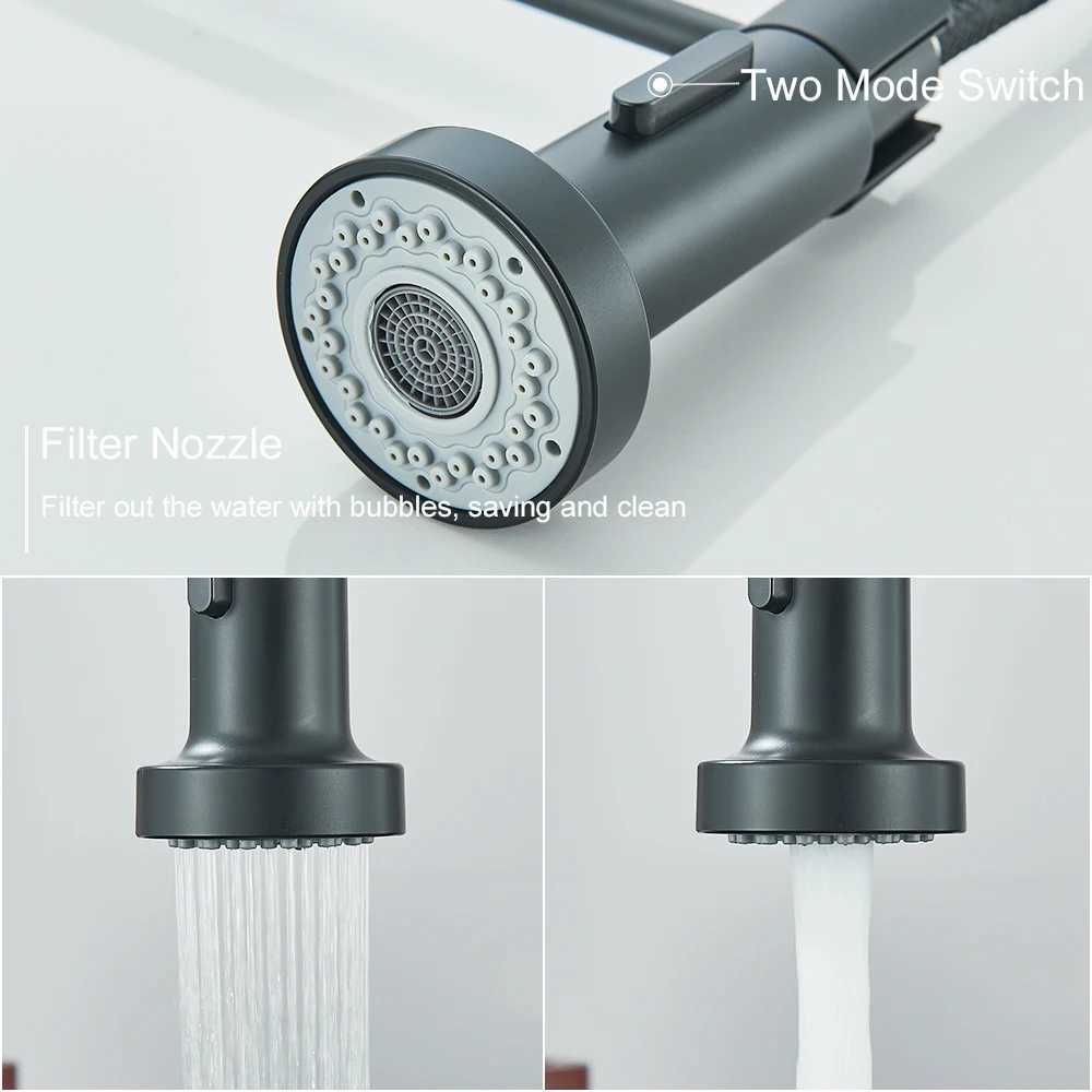 Matte black kitchen sink faucet single handle spring hot and cold faucet deck installation bathroom Chre kitchen crane Y250407