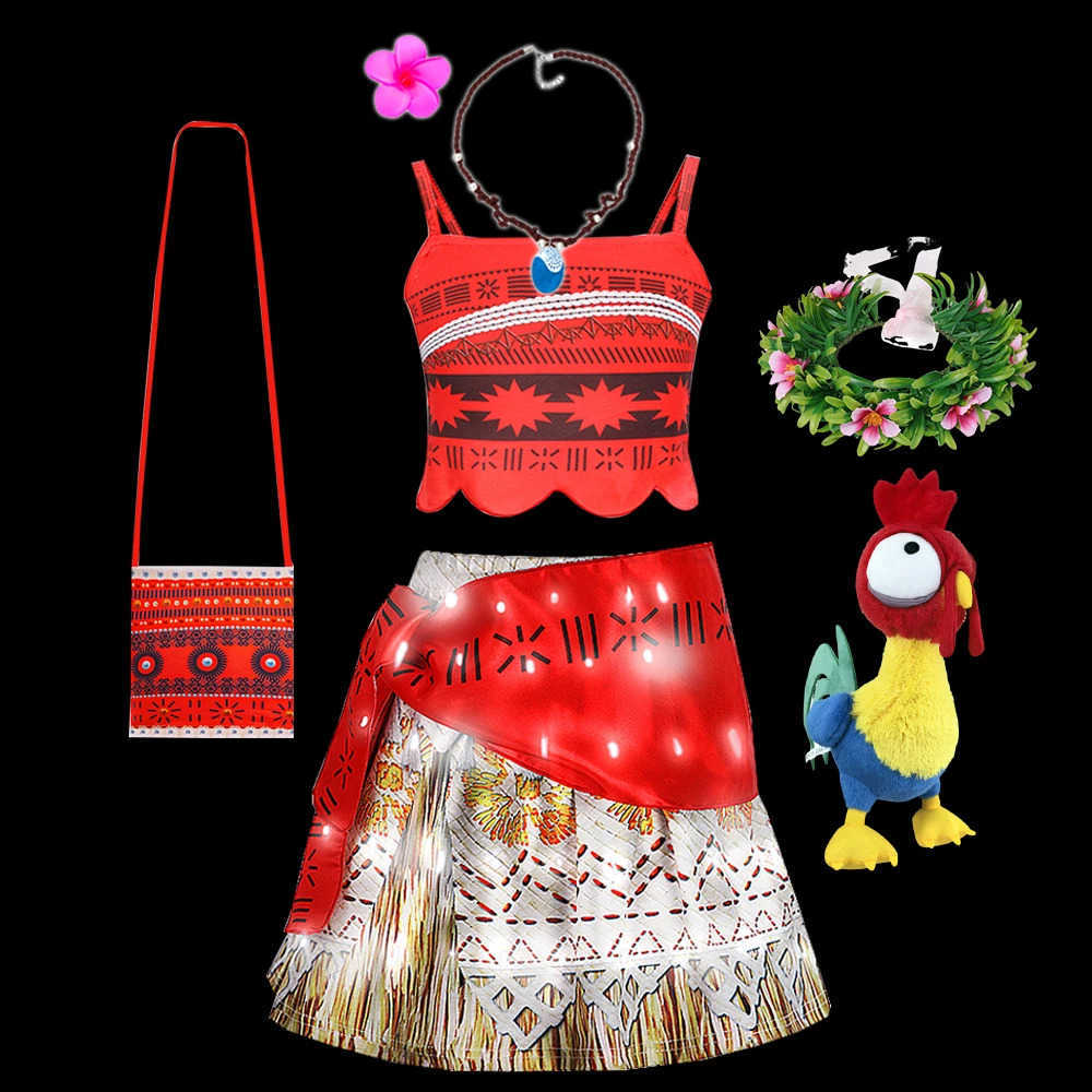 Disney LED Light Up 3PCS Moana Dress Full Printing Girl Dress Fancy Carnival Party Role Play Clothing Girls Princess Birthday Cosplay X250408