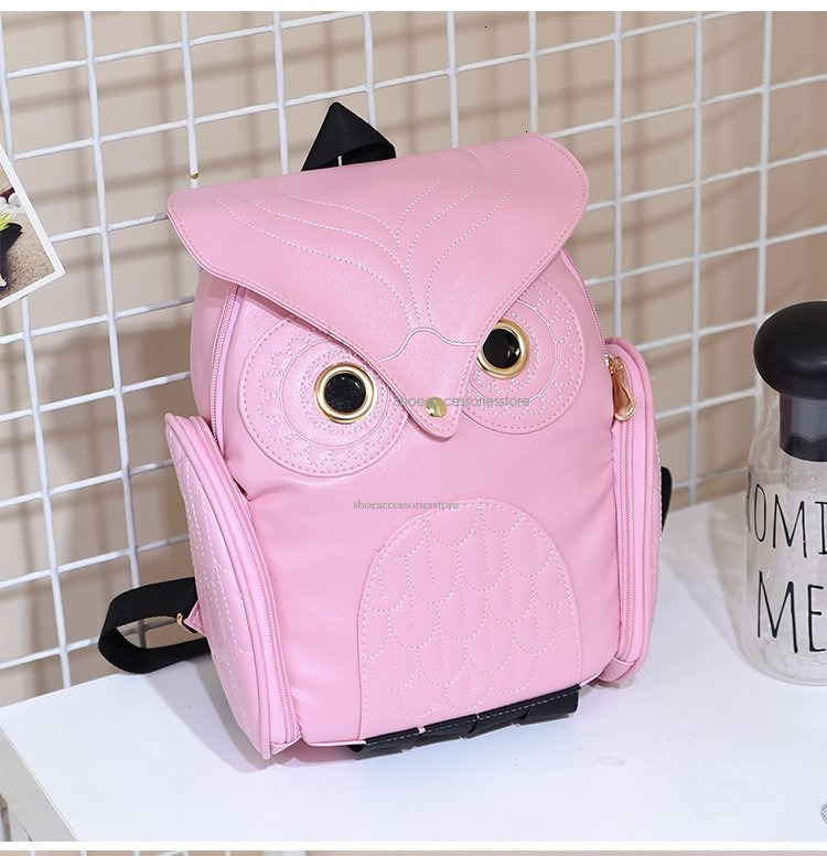 Designer 2025 New Women's PU Personalized Owl Shaped Korean Fashion Travel Bag Female Student Backpack