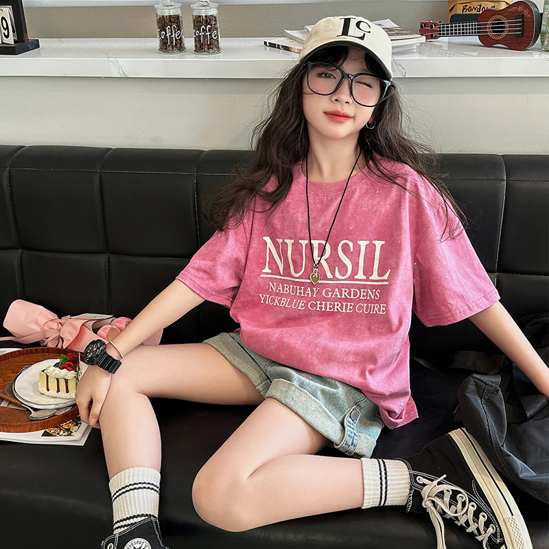 Ddmyshoesvip Girls Short Sleeved Summer New Internet Celebrity Explosive Street Top Medium And Large Half Sleeve Western Style Loose Children S Long T