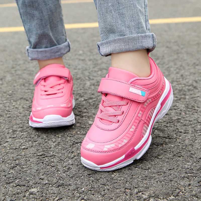 Girls sports shoes waterproof running childrens sports shoes casual leather pink breathable fashionable non slip lightweight childrens shoes W250407