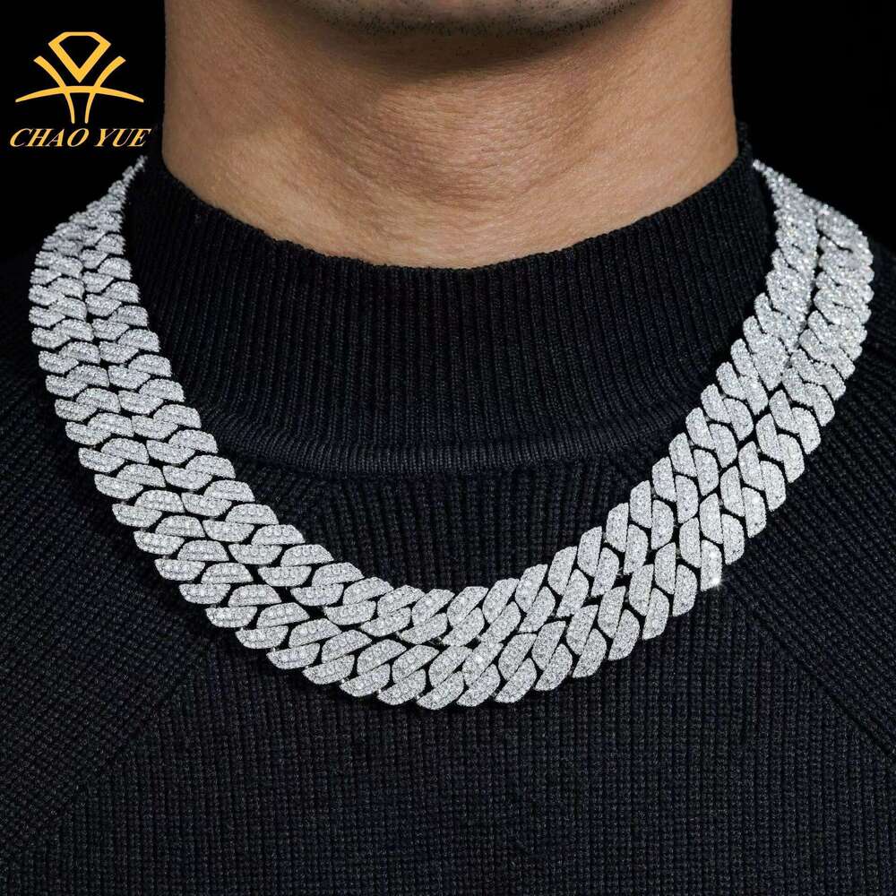 S sier pyroxene necklace Cuban bracelet personality 13mm hip-hop style collarbone neck