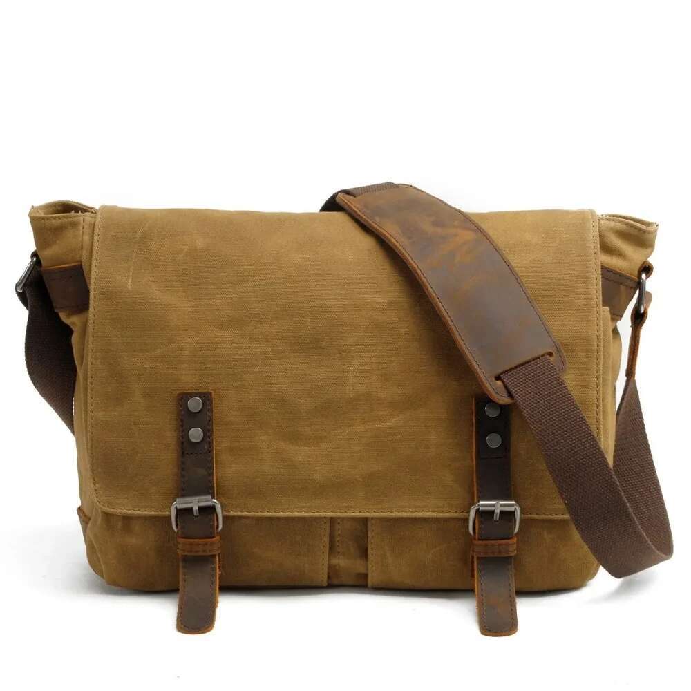 B72 High Quality Male Briefcases Business Unisex Messenger Canvas Crazy Horse Leather Travel Crossbody Shoulder Bags