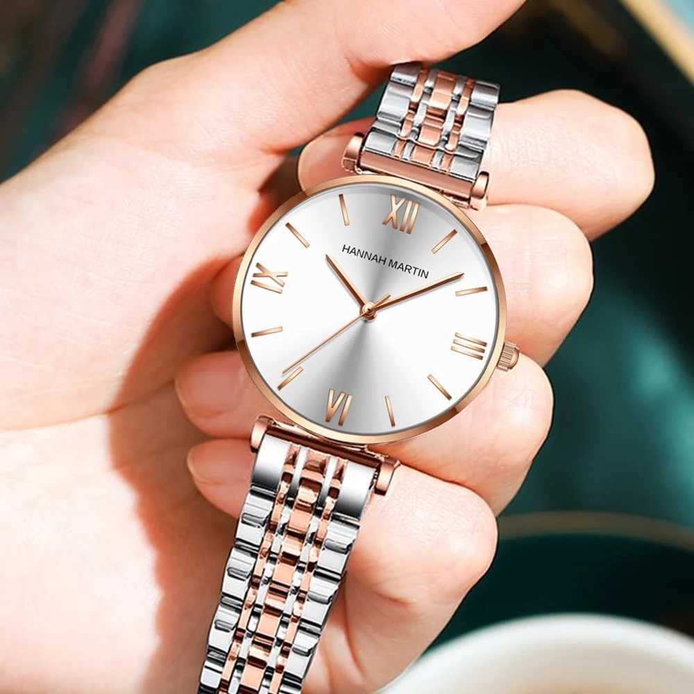 Hannah Martin the top brand of new womens casual watches in 2024 is a Japanese sports stainless steel fashion Roman scale womens quartz watchT250408