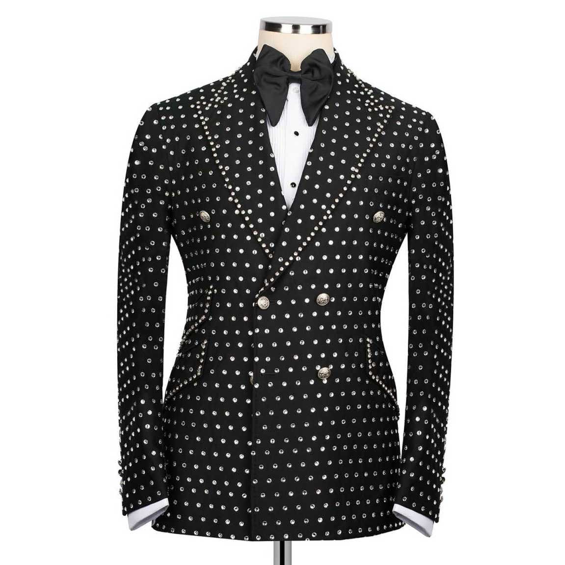 Fashion Show Wedding Men's Suit Crystal Men Suit Party Suit 2-PCS Coat Pant Tailor-Made Groom Groomsman Formal Occasions Size Customized M251518