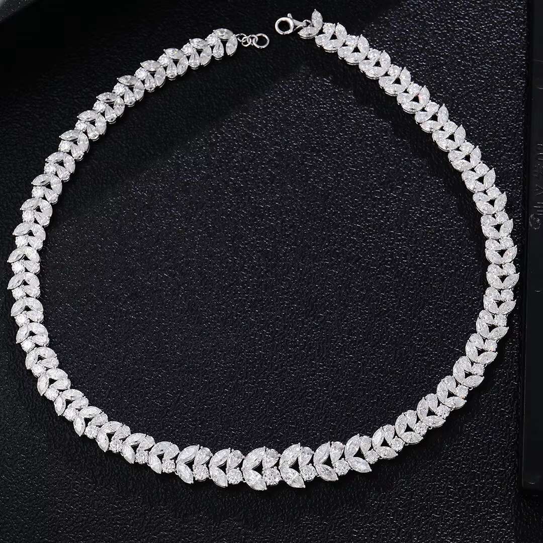 925 Sterling Silver Plated White Gold Moissanite Necklace Fine Jewelry Custom Width 15mm Necklace Women Gifts Bracelet