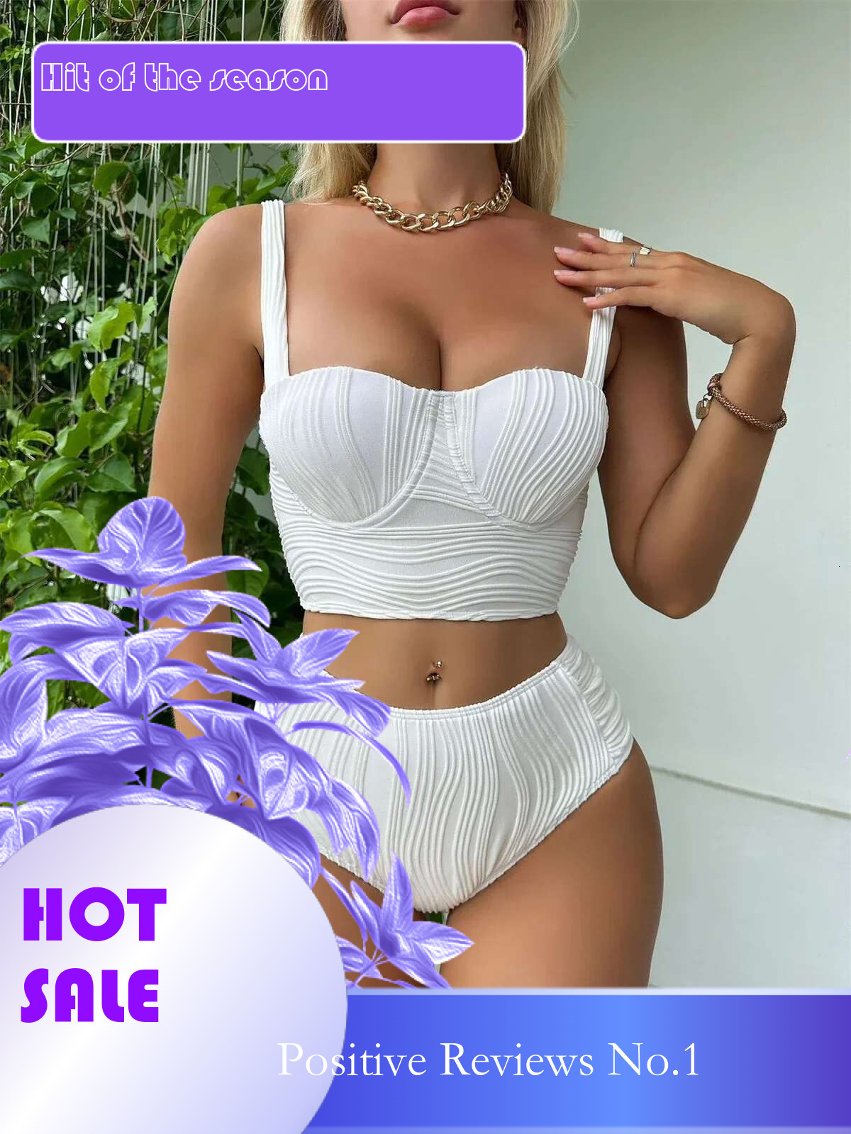 Dongdumaoyi Sexy Underwire Bikini Women White Black Ribbed Cut Out Push Up High Waist Swimsuit Brazilian Buckle Bathing Suit Swimwear