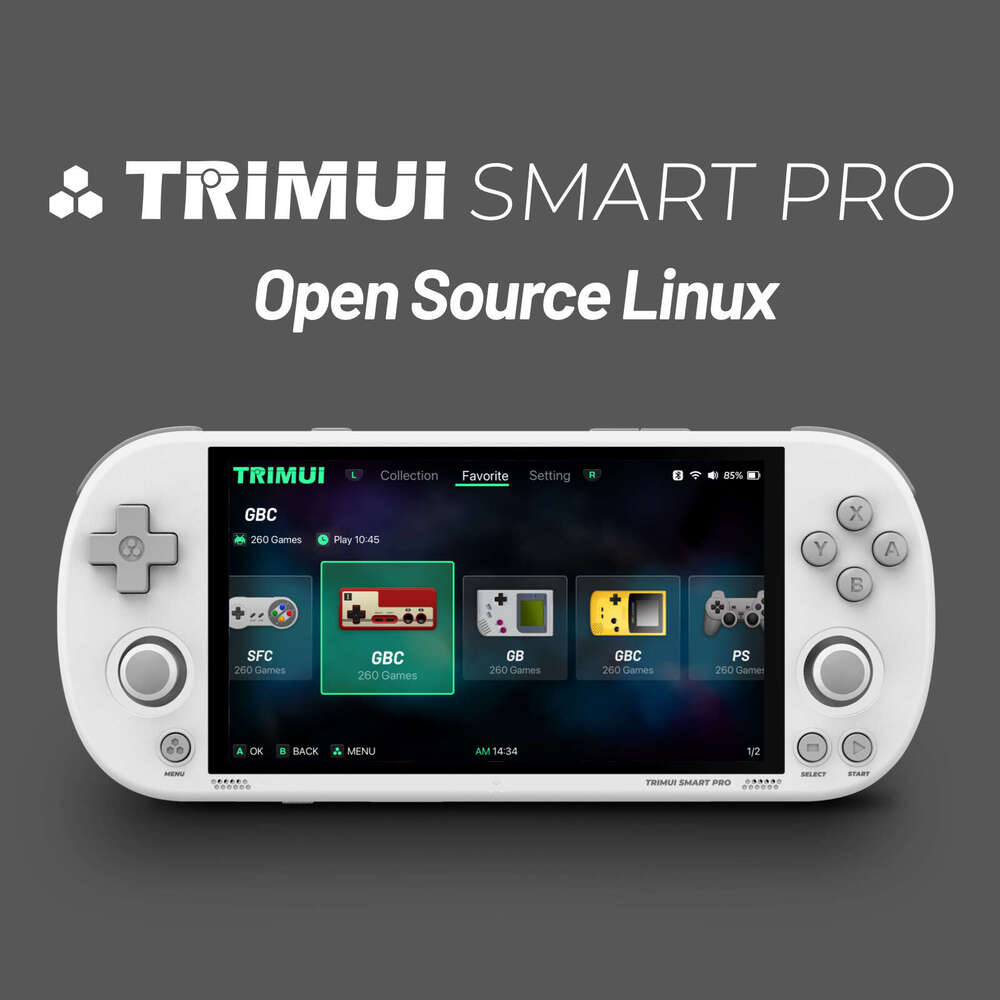 Trimui Smart Pro Handheld Console 4.96''IPS Screen ux System Joystick RGB Lighting Smartpro Retro Video Game Player Gift