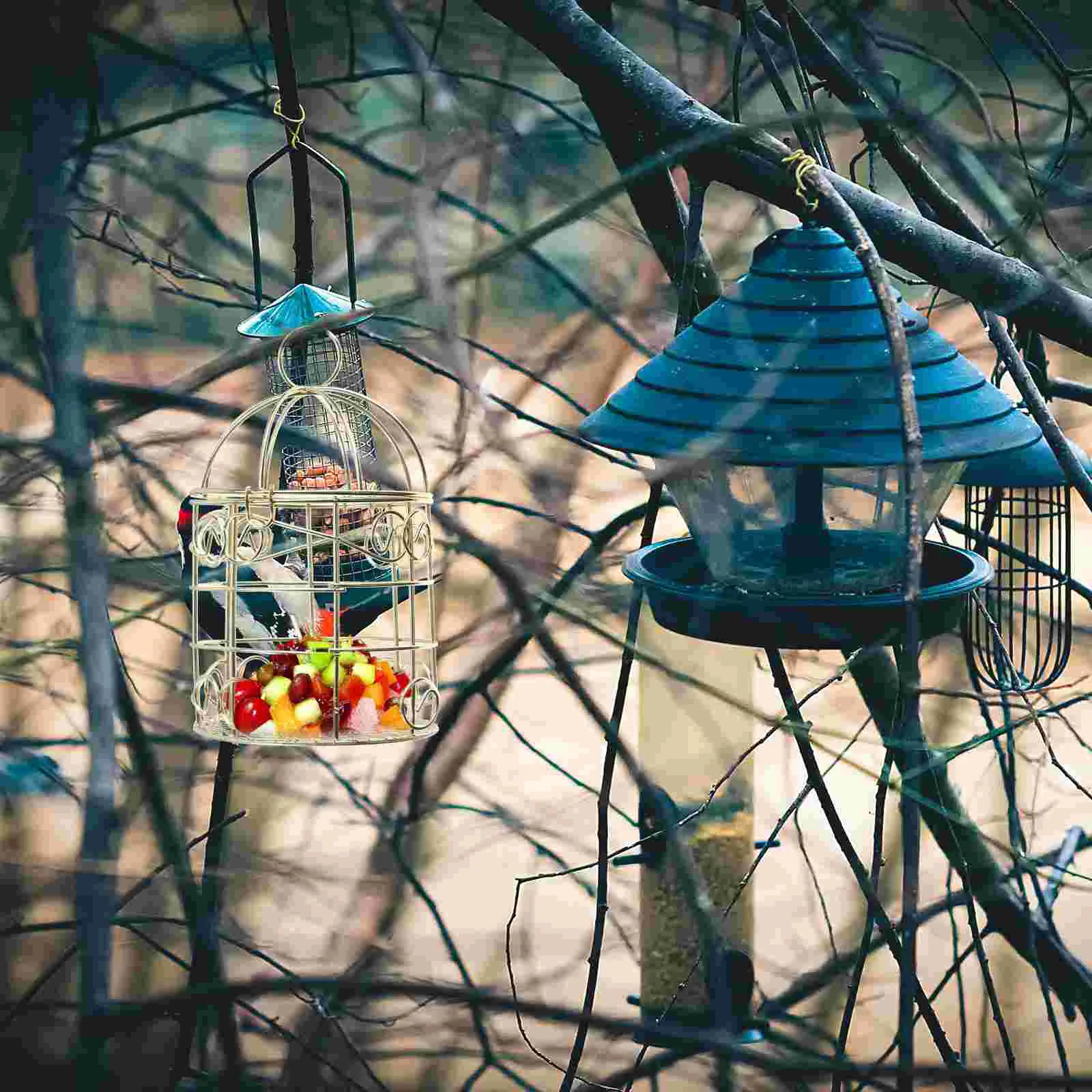 2 bird cages parrot cages decorative feeders hanging hollow retro feeders small wrought iron indoor 250403
