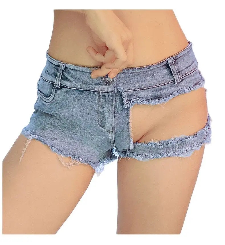 2025 Womens Sexy Hole Denim Jeans Shorts Low Waist Dj Polo Dancel Shorts Bar Nightclub 250408
