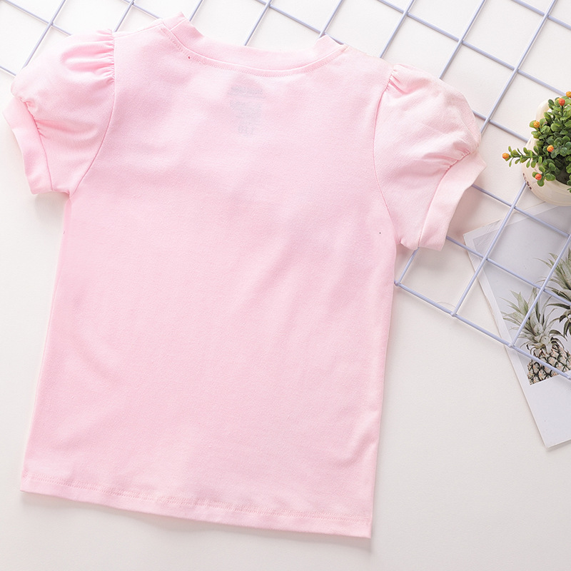 Ddmyshoesvip Cotton T Shirt Strawberry Bow Casual Soft Mist Powder Round Neck Printed Short Sleeved Children S Clothing