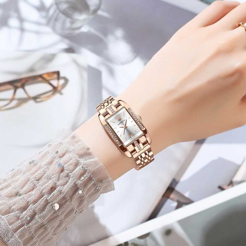 CRRJU brand rectangular ultra-thin Nordic simple style Japanese quartz sports fashion stainless steel bracelet strap womens watchT250408