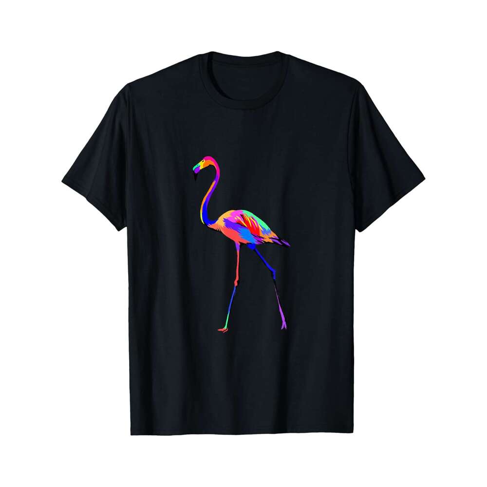 Designer T shirt Pop Art Flamingo Shirt Colorful Animal Bird Lover Birder - 220g Tshits