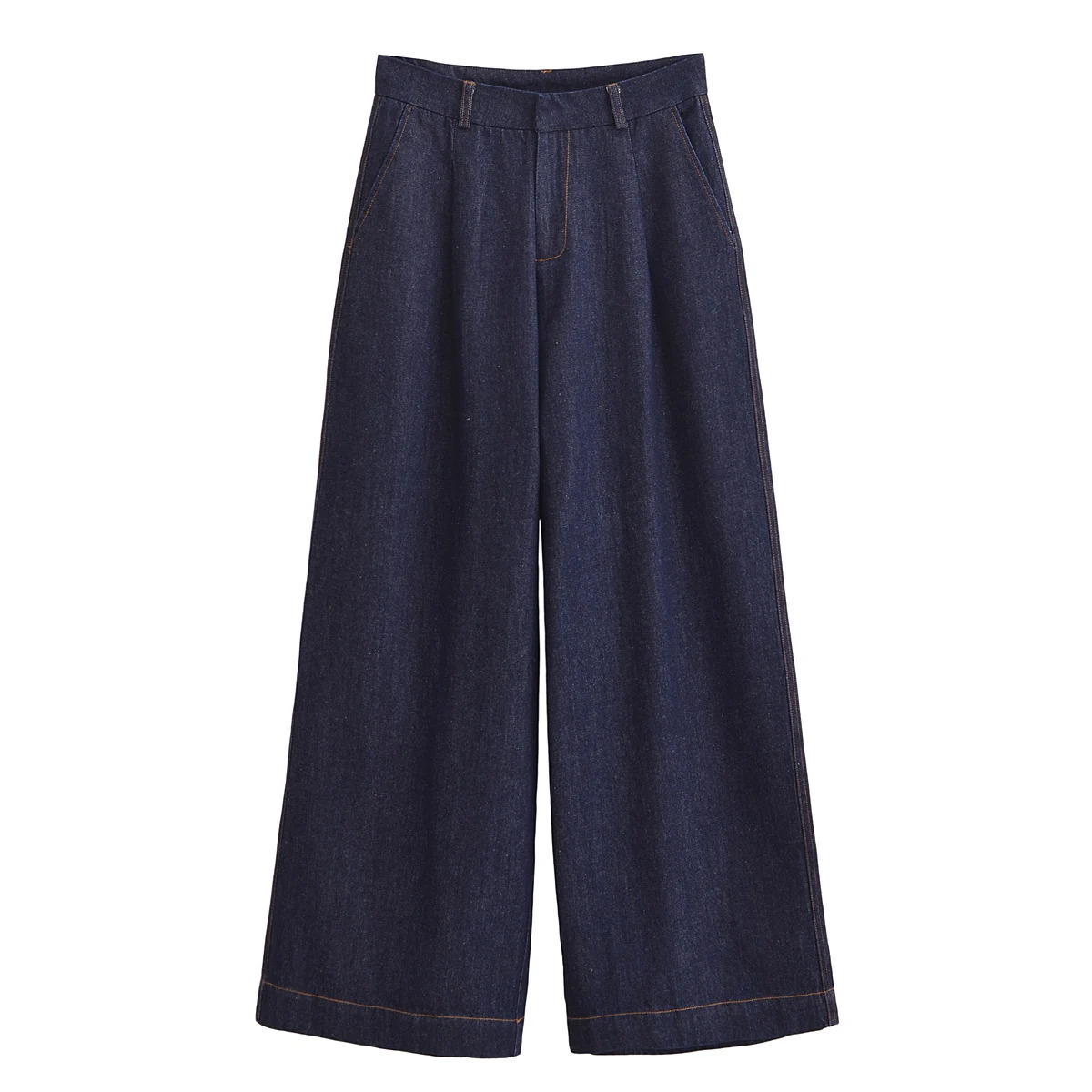 European and American style high waist wide leg jeans womens fashionable casual pants 250407