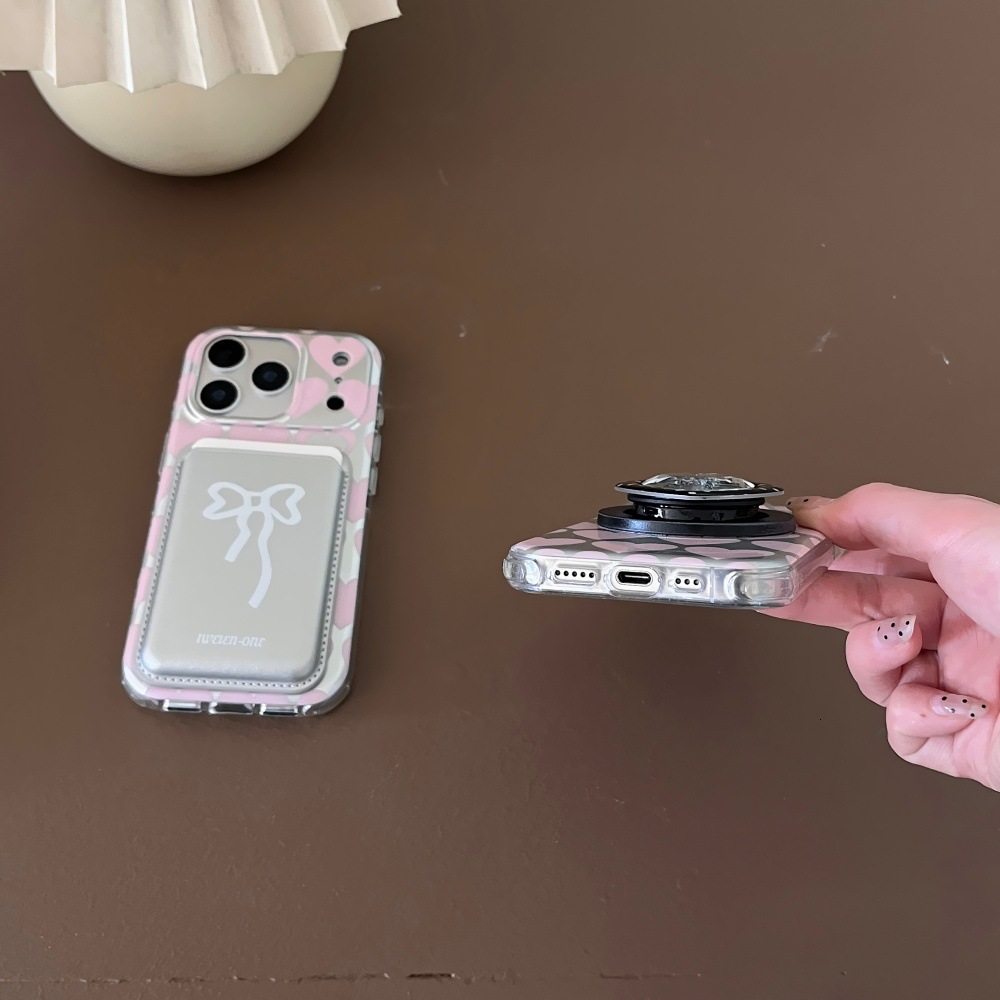 Full Screen Heart Magnetic Phone Case Compatible with iPhone 17/16 Card Holder Case iPhone 15/14 Pro Simple