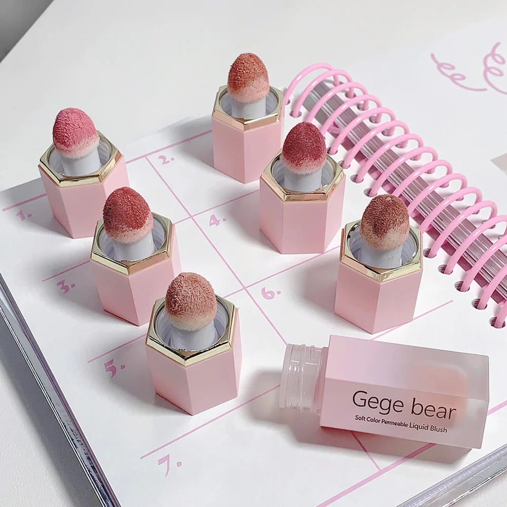Gege Bear Liquid powder blusher Cream 6 Color Smooth Velvet Matte Pink Naturally Easy to Apply 250325