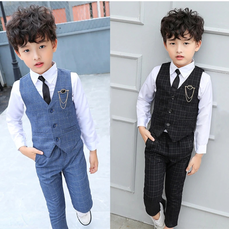 Sports jacket boys plain vest wedding dress toddler suit formal dress childrens bra baby pants gentlemans suit 250408