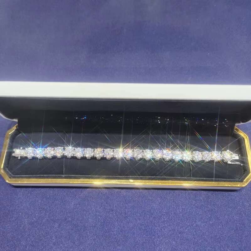 14K Gold Plated High Quality 9mm VVS Moissanite Tennis Chain 925 Silver Bracelet for Women