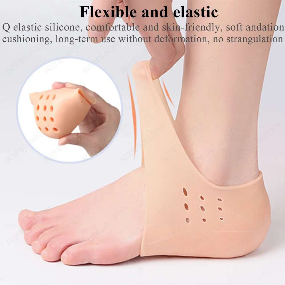 Invisible Height Increase Silicone Socks Silicone Elastic Heel Pad Foot Protection Damping Heel Cushion Hidden Insole Unisex 250408