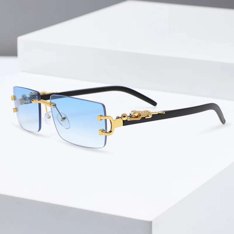 Rimless Rectangle Sunglasses Men Women Fashion Frameless Square Sun Glasses for Ladies Shades Leopard Eyewear UV400 Oculos