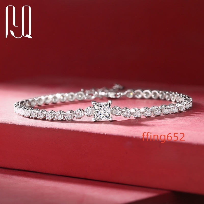 PYQ 1ct D Color VVS Ice out round Moissanite Tennis Chain for Men 925 Sterling Silver Bracelet for Women