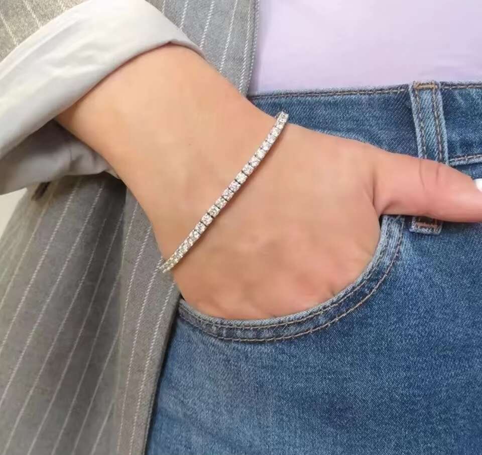 Wholesale Moissante Tennis Chain Bracelet Popular 925 Silver Bracelet Unisex Hiphop Tennis Chain Moissanite Jewelry White GRA