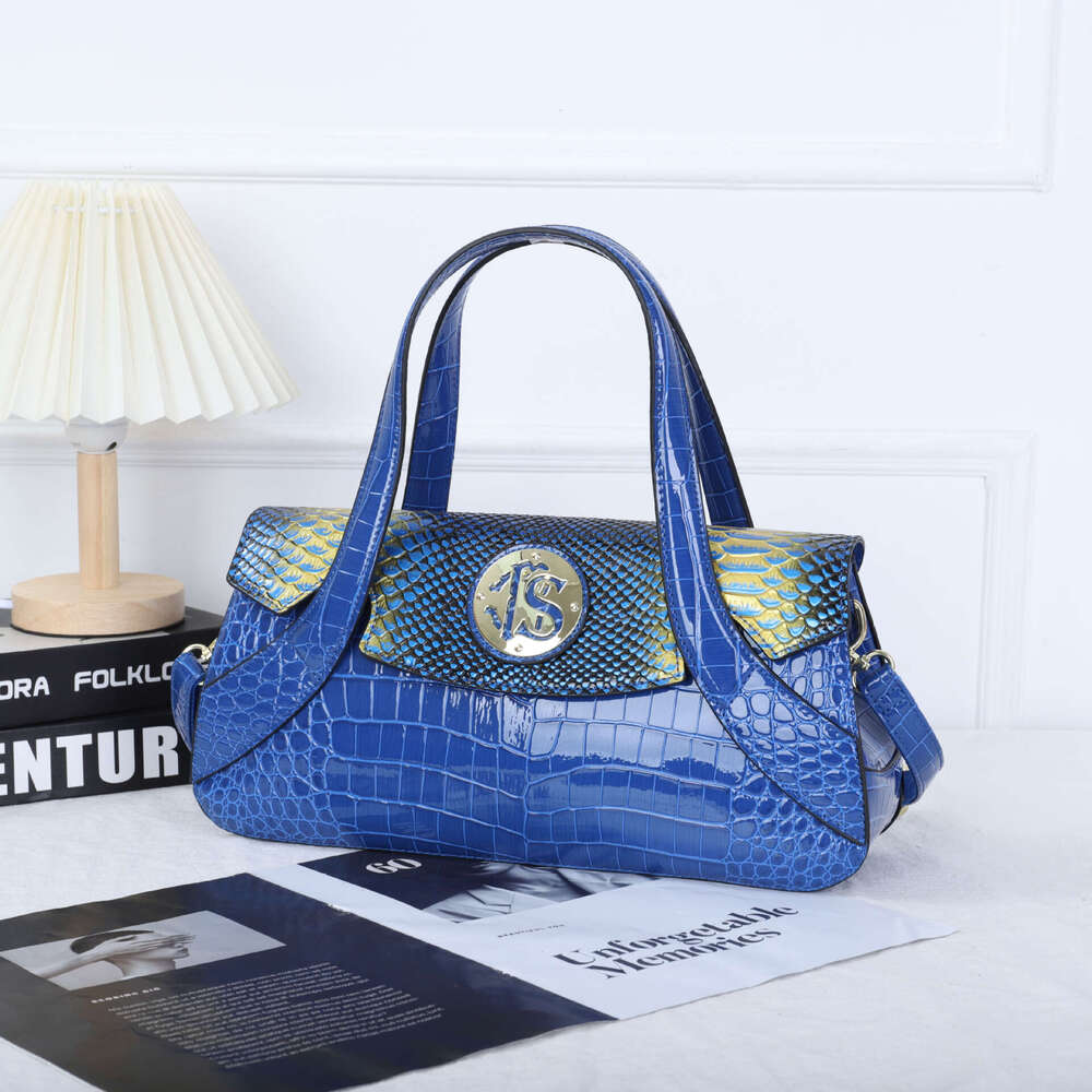 Siweiya's New Patent Leather Glossy Women's Bag With Large Capacity, Light Luxury, Straight Handbag, Snake Pattern
