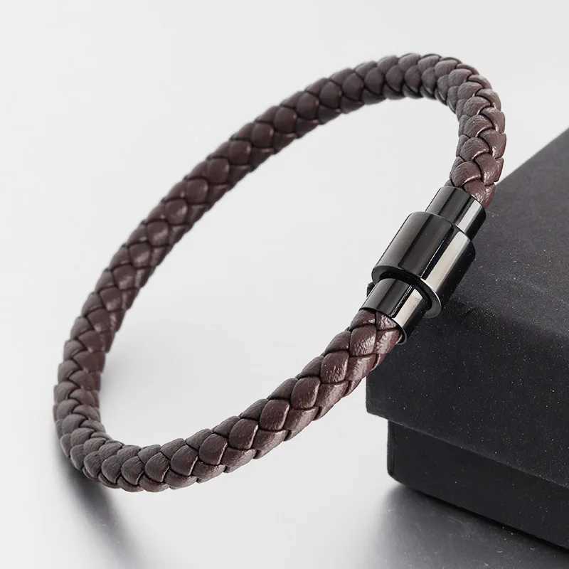 Mens Creative Fashion Simple Leather Cord Mens Bracelet Retro Handmade Woven Snakeskin Twist Bracelet Casual Jewelry GiftC250408