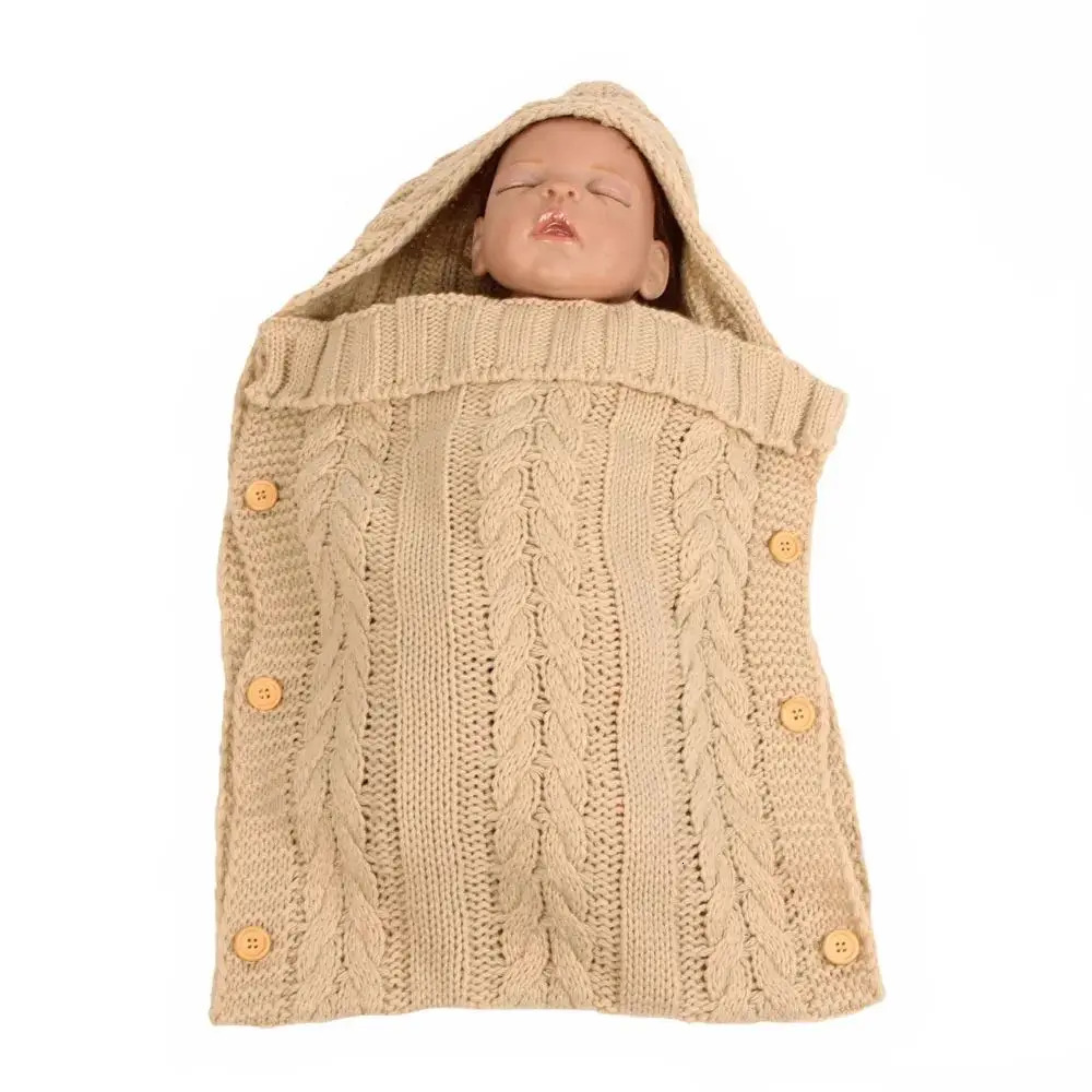 born Baby Wrap Swaddle Blanket Unisex Infant Baby Stroller Wrap Soft Thick Knit Wrap Bag Receiving Blanket for 0-6 Month Baby 250408