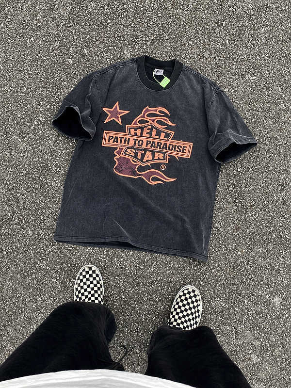 T-shirt American West Coast street graffiti hip-hop high street short-sleeved retro couple half-sleeved trendy J251108