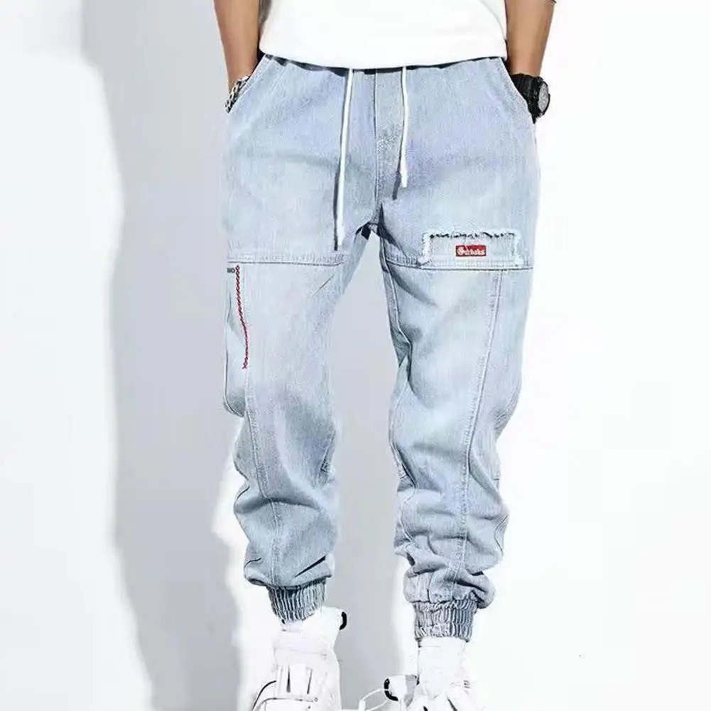 Loose jeans mens solid color brushed waist harem pants Trouser pantalones hombre 250401