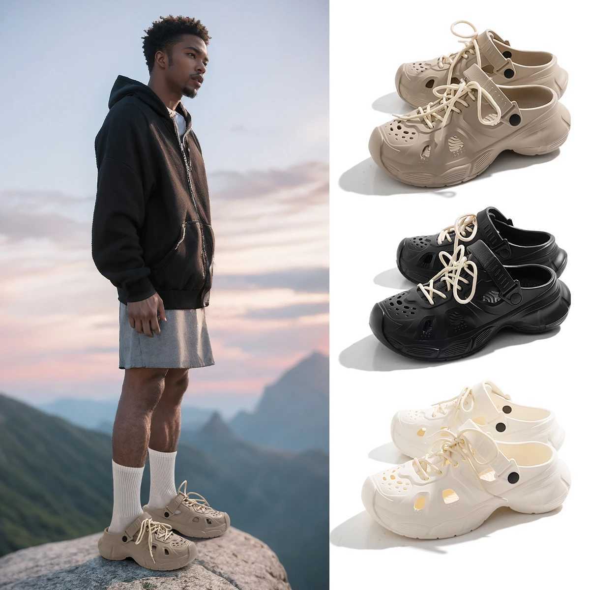 New Arrival EVA neutral hole shoes high thick sole sports slider breathable and comfortable outdoor slider T250407